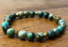 Bracelet perles Turquoise africaine en pierre Naturelle, Sur mesure Homme Femme