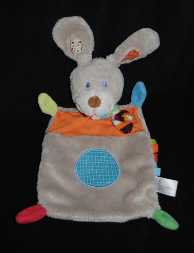 Doudou plat lapin gris - plat,