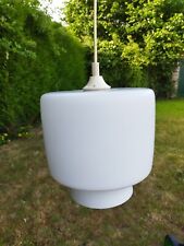 Ancien Lustre Suspension Abat-jour Lampe opaline blanche Année 60-70 Vintage