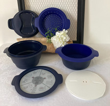 825⚜️Tupperware Cuisson à La Vapeur Micro-Ondes Micro Urban Millenial Bleu Foncé