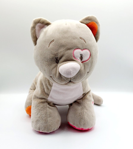 Peluche doudou chat gris - , rose