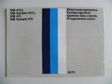 Brochure Volkswagen VW 411 et L .Variant 411 et L nuancier couleur de 1971