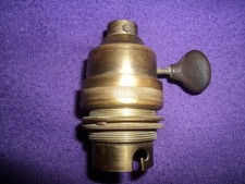 Ancienne douille laiton  interrupteur à clef pour lampe   Mazda vintage gras