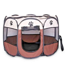 Parc à Chiots Pliable Enclos Tente Chat Chien Chatons animaux de compagnie Beige