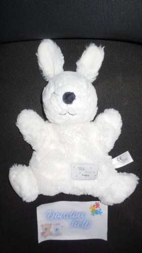 Doudou marionnette lapin blanc - marionnette,
