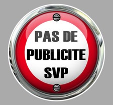 STICKER PAS DE PUB STOP BOITE AUX LETTRES ECUSSON ANTI 7,5cm AUTOCOLLANT PC195