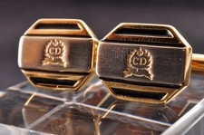 Boutons de manchette octogonaux vintage "Christian Dior" couleur or et noir...