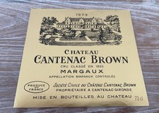 Étiquette de Château Cantenac Brown 1973 - 73 cl