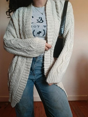 Gilet long oversize écru - gilet,