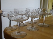 CRISTAL DE NANCY FRANCE 6 ANCIENNES COUPES A CHAMPAGNE STYLE ART DECO