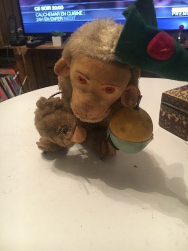 Ancien automate singe peluche - ancien,