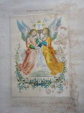 BELLE LITHO COULEUR ANGE PREMIERE COMMUNION RELIGION IMAGE POPULAIRE 1877