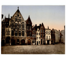 Belgique, Bruges, La Bibliothèque vintage photochrom photochromie, vintage pho
