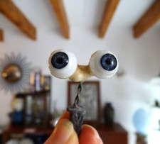 Yeux bleus poupée anciens verre pièce détachée Œil Ø 1,2 cm iris Ø 0,7 cm LOT 3