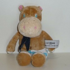 Doudou Hippopotame Carré Blanc