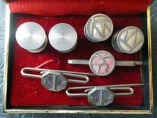 2 paires Boutons de Manchette anciennes dont 1 MURAT & 3 Pinces à Cravate - B2