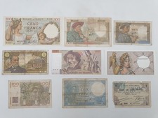 Lot 27 - 9 billets anciens français France dt Jacques Coeur 100 Francs Delacroix