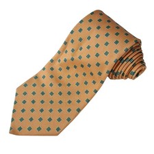 Cravate Turnball & Asser 100 % soie orange avec carrés jaunes/verts Geo 58 po...