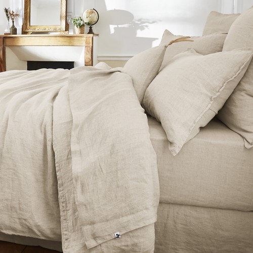 Drap plat 270x300 lin sable - drap,