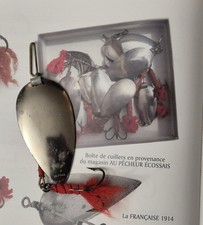 Très ancienne cuillers de collection (vers 1900), pêche moulinet ancien.