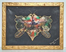 Tableau huile sur toile papillon surréalisme signé D´Orazio Giuseppe daté 1979.