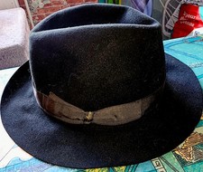 Chapeau vrai Borsalino en feutre noir Alessandria T60 réel Italie