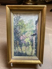 Miniature peinture paysage signé ?cadre en bois doré
