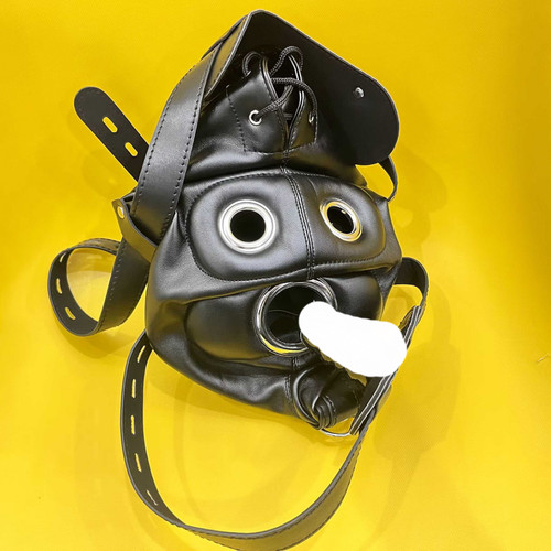 Masque cagoule bondage cuir - cagoule, en