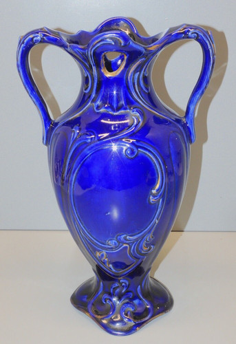 Vase ceramique bleu - bleu, de