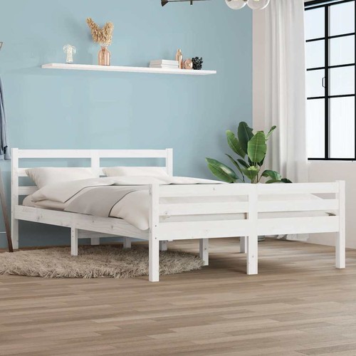 Cadre lit bois massif blanc - bois,