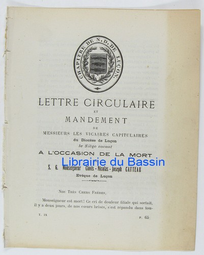 Lettre circulaire mandement - lettre,