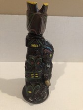 Vintage Decanter 50's Totem Pole Set w/ Shot Cups   Ceramic   Made in Japan