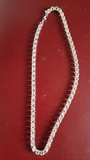 Grand COLLIER MONET createur vintage en métal aspect argent 60 cm TBE