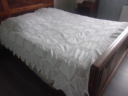 Couvre lit ancien crochet - crochet, main