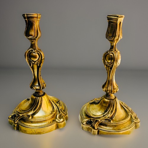 Paire bougeoirs bronze - paire,