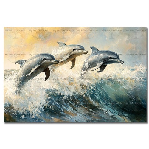 Three dolphin surf art print - surf,