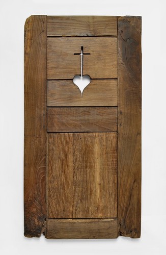 Ancien volet bois croix - /,