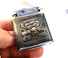 Briquet ancien essence dragon vintage gaine argent vintage silver lighter rare