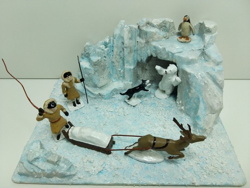 Diorama expédition inuits - -,