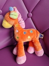 Girafe MOTS D'ENFANTS doudou orange, rose et jaune