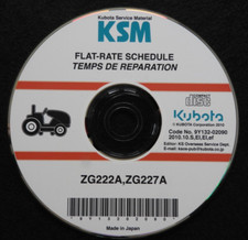 Véritable Kubota ZG222A ZG227A Zero-Turn Tondeuse Plat Taux Annexe Manuel Sur CD