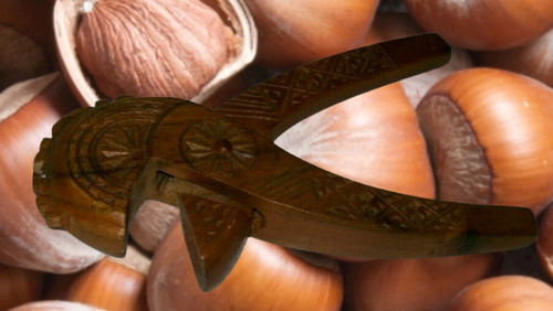 Antique wooden hazelnut