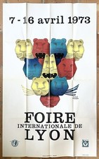 AFFICHE ANCIENNE FOIRE INTERNATIONALE DE LYON HERVÉ MORVAN 1973