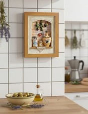 Armoire à Clés Murale en Bois Provence, Décoration Cigale et Olives, Boîte à Clé