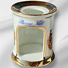 LIMOGES FRANCE  MINIATURE PORCELAINE CANDLE HOLDER GOLD TRIM COURTING COUPLE
