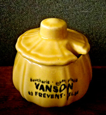 Ancien pot à moutarde Boucherie Charcuterie Vanson 62 Frevent Tel. 84