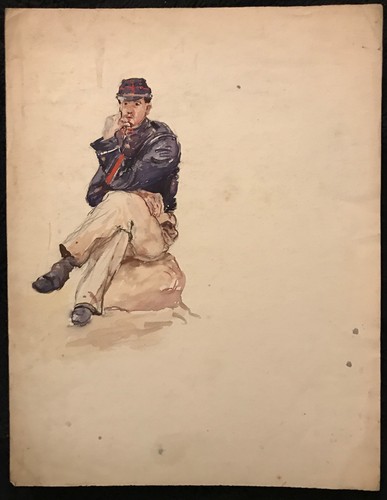 Soldat assis sur rocher - assis,