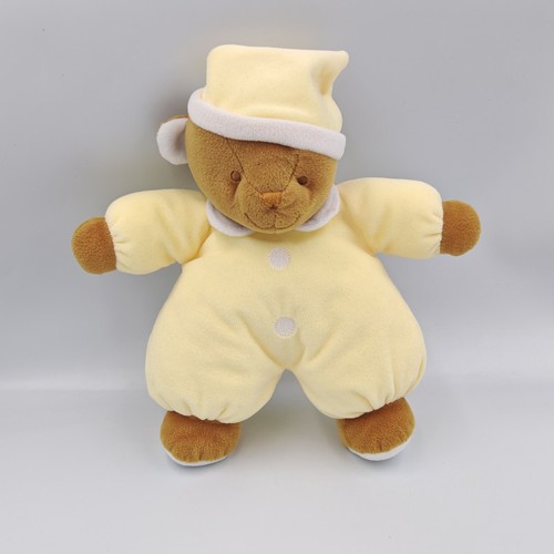 Doudou ours marron - jaune, blanc