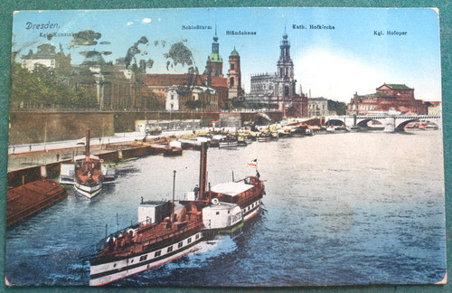 Dresden elbe bateau - ak,