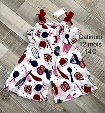 Catimini 12 MOIS Fille : Combinaison COmbishort Motif Pomme  Été 2020 Neuf